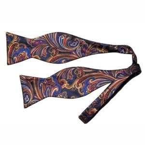 Hisdern Paisley Bow Tie Blue Gold Red Men's OS